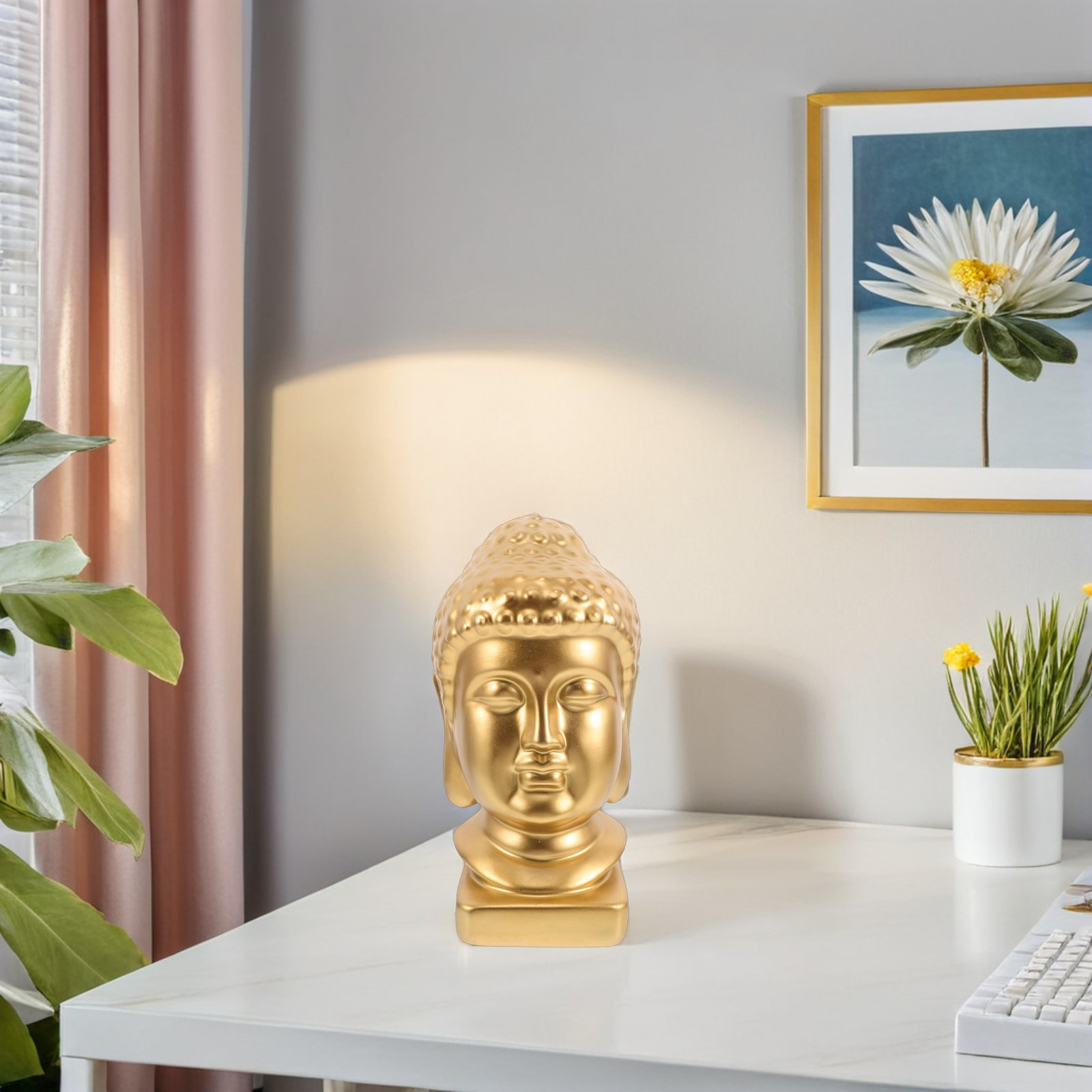 Resin Art Resin - Resin Buddha Head Art Statue Elegant