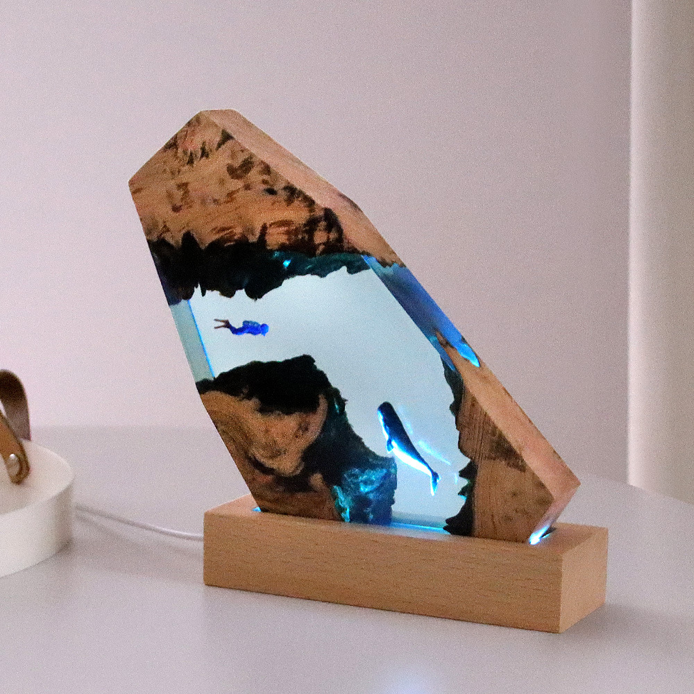 Resin Art Gift For Birthday - New Underwater Cave Whale Diver Home