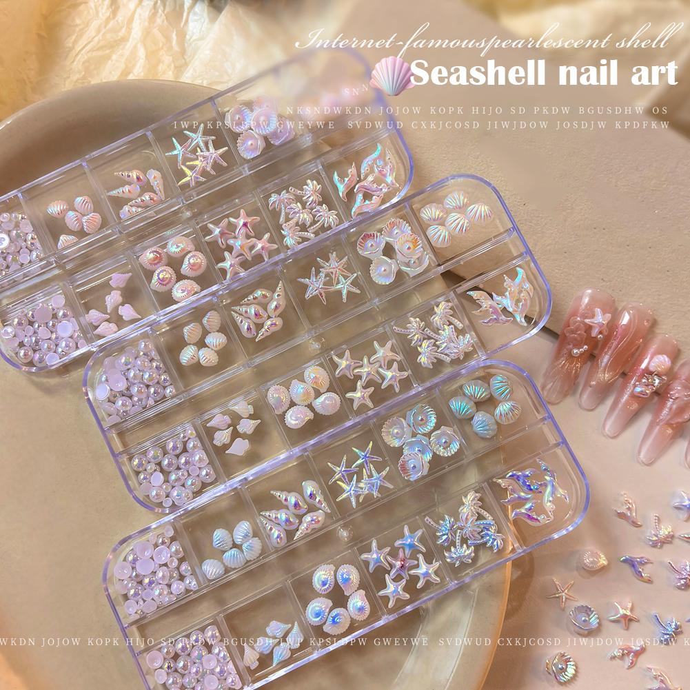 Resin Art Beach Theme - 12 Grids/Box 3D Starfish And Shell