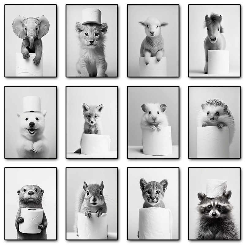 Resin Art Wallpaper - Black and White Cute Animal with