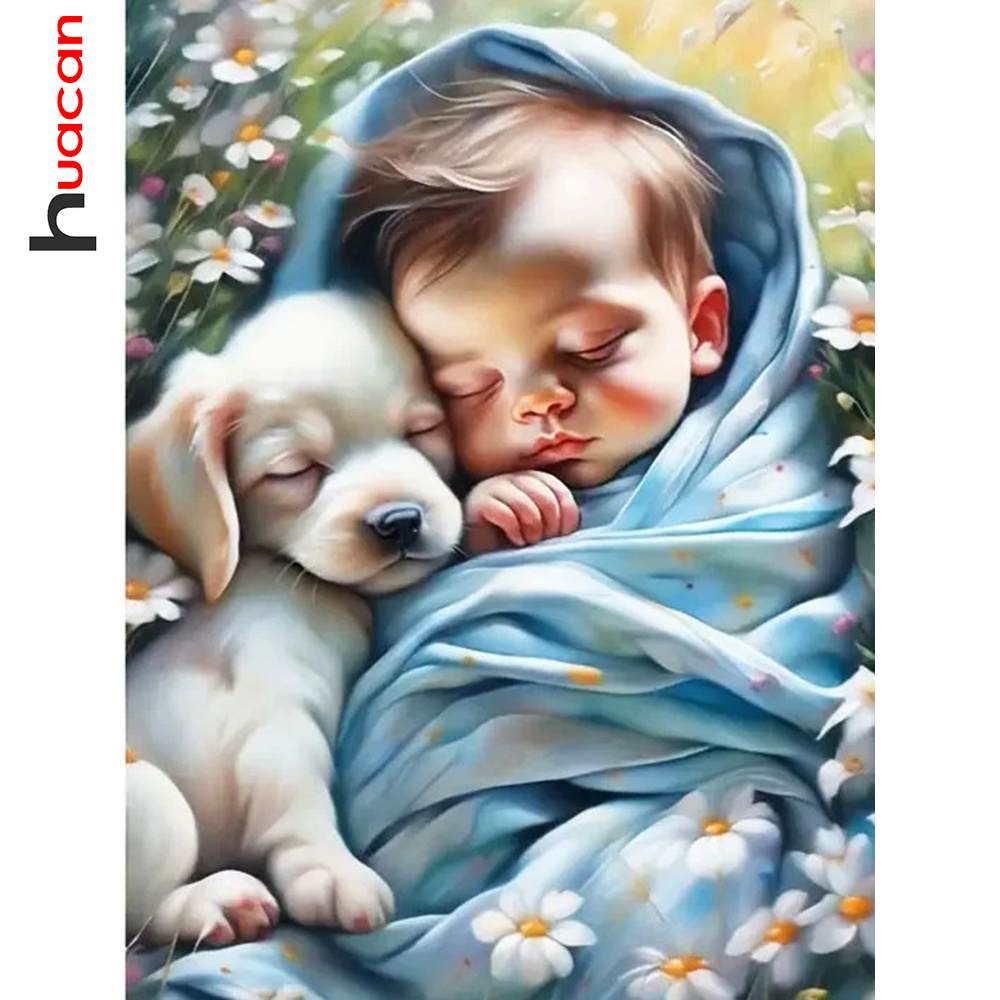 Resin Art Wallpaper - Huacan Diy Diamond Painting Portrait Baby
