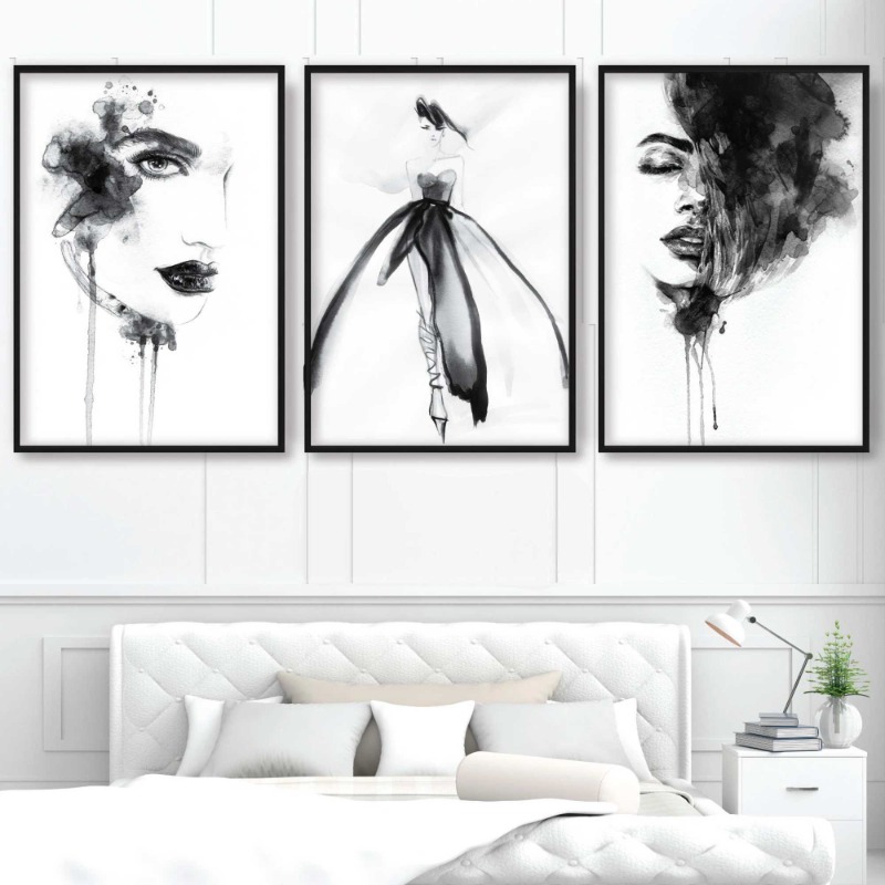 Resin Art Gallery - Ink Painting Fashion Black White Prints