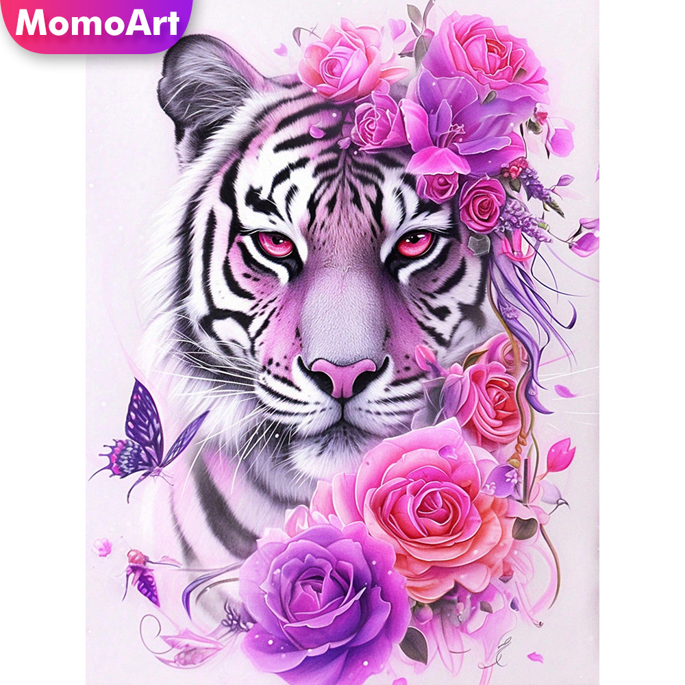 Resin Art Of Rose - Momoart New Arrival Diamond Embroidery Tiger