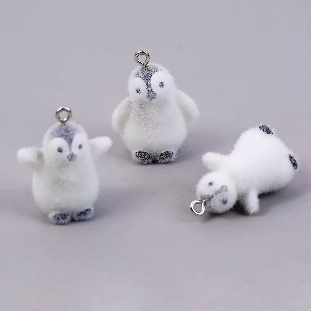 Resin Art Engagement - 5pcs Flocking Small Penguin Resin Charms