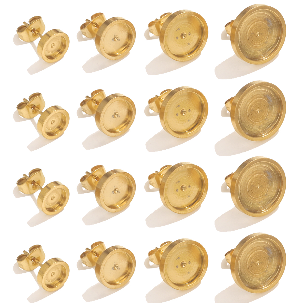Resin Art Engagement - 10pcs Stainless Steel Gold Earring Stud