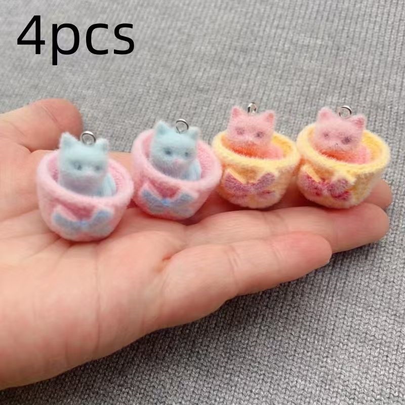 4pcs 3D plush resin cat pendan - đánh giá và giá Resin Art Engagement