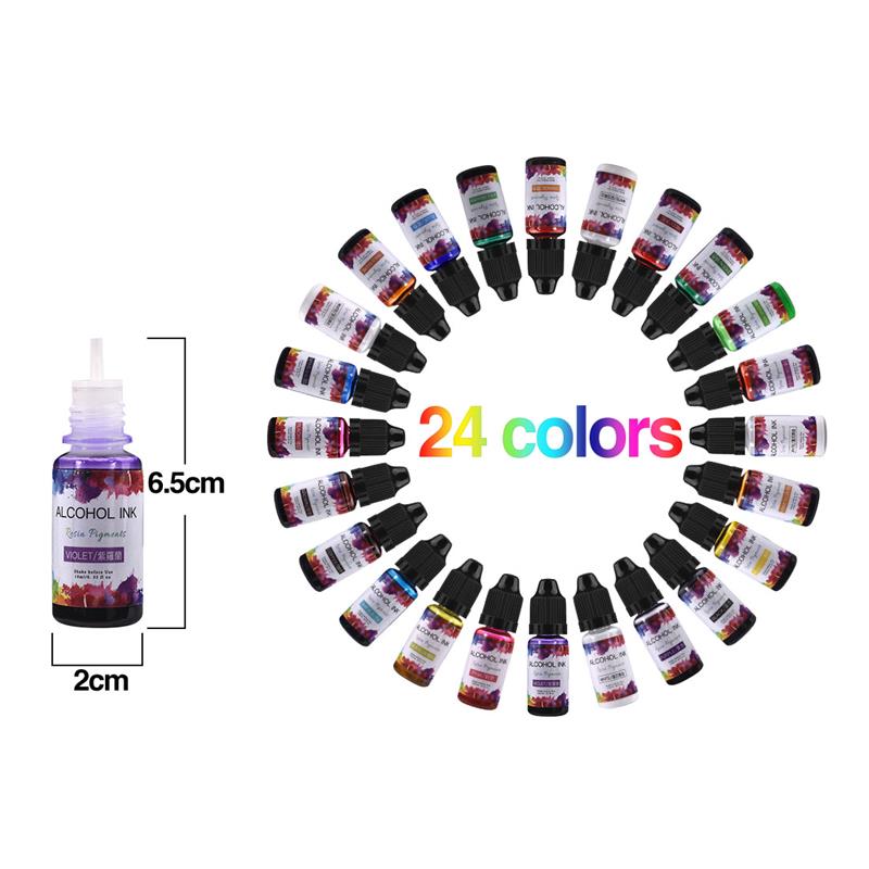 24 Màu/Bộ 10Ml Nhựa Sắc Tố Ngh - đánh giá và giá Resin Art Alcohol Ink