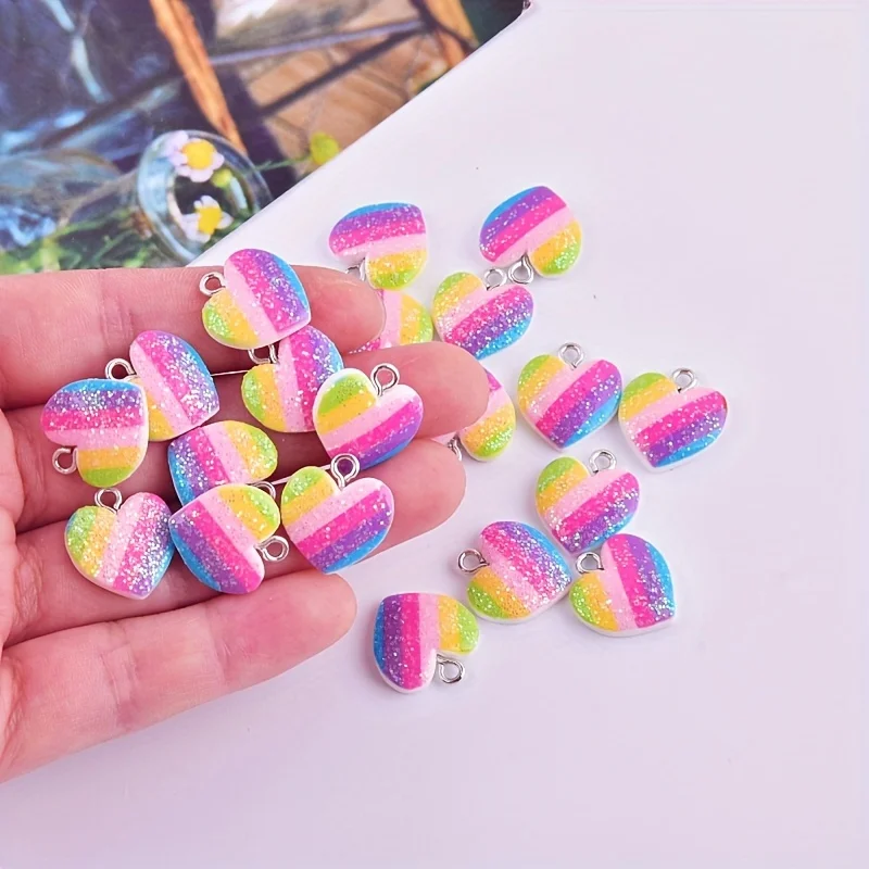 10Pcs Colorful Heart Resin Cha - đánh giá và giá Resin Art Engagement