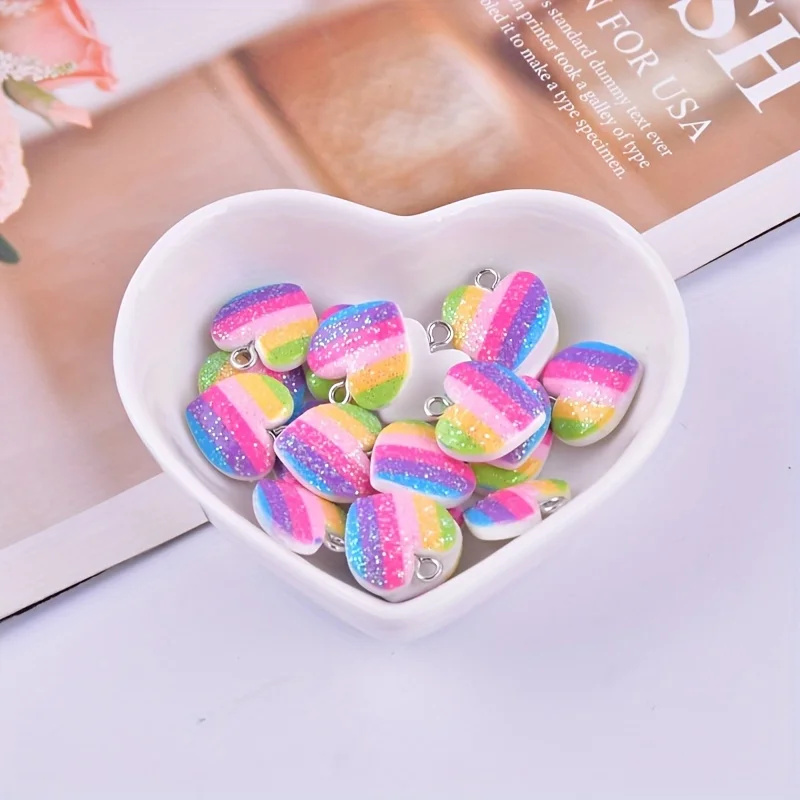 10Pcs Colorful Heart Resin Cha - đánh giá và giá Resin Art Engagement