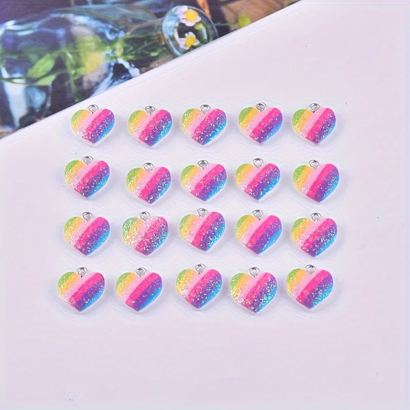 10Pcs Colorful Heart Resin Cha - đánh giá và giá Resin Art Engagement