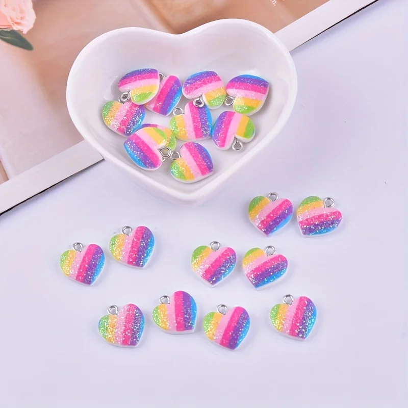 10Pcs Colorful Heart Resin Cha - đánh giá và giá Resin Art Engagement