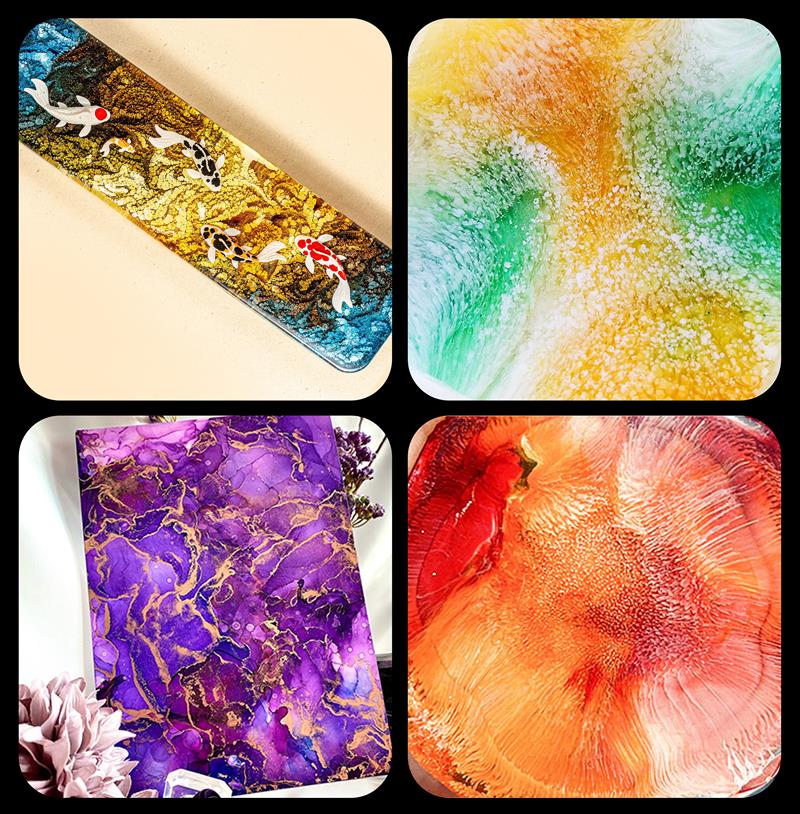 1 Set Art Ink Alcohol Epoxy Re - đánh giá và giá Resin Art Alcohol Ink