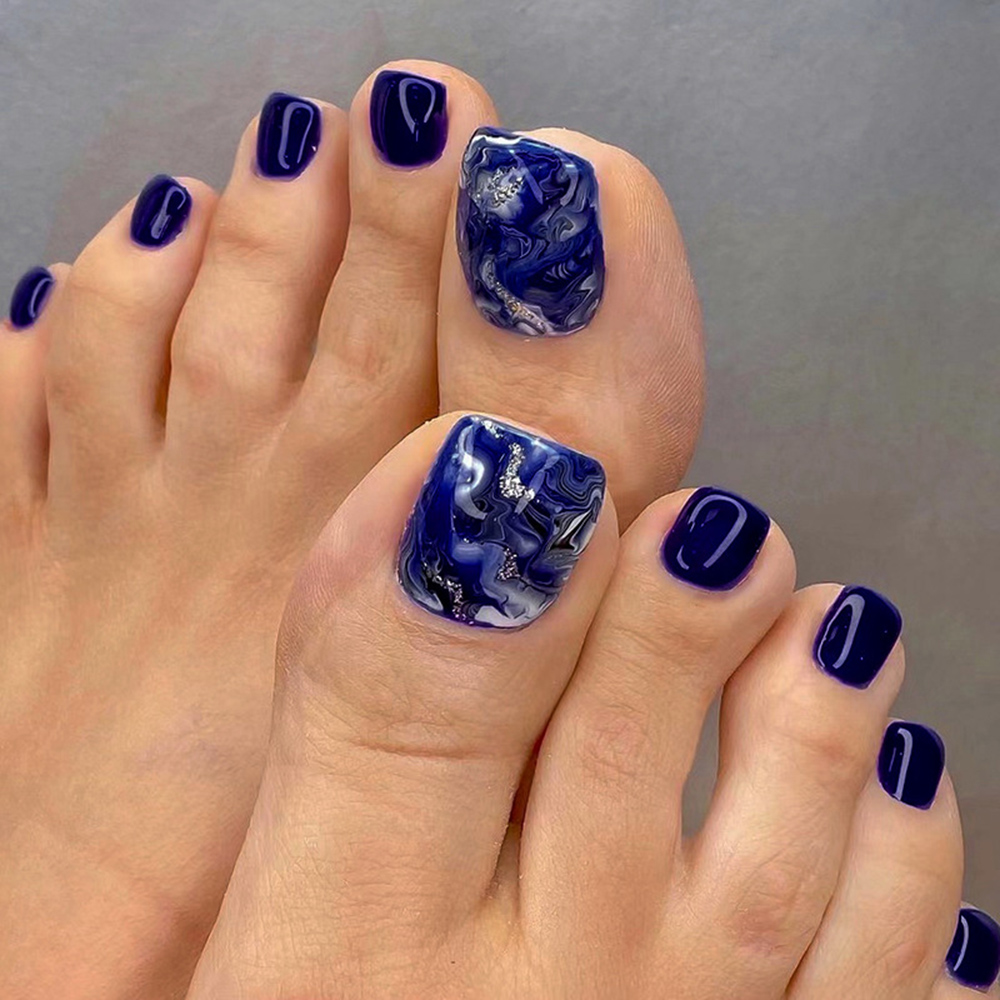 24pcs Glossy Blue False Toenai - đánh giá và giá Resin Art Glitter