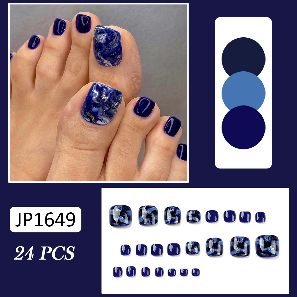 24pcs Glossy Blue False Toenai - đánh giá và giá Resin Art Glitter