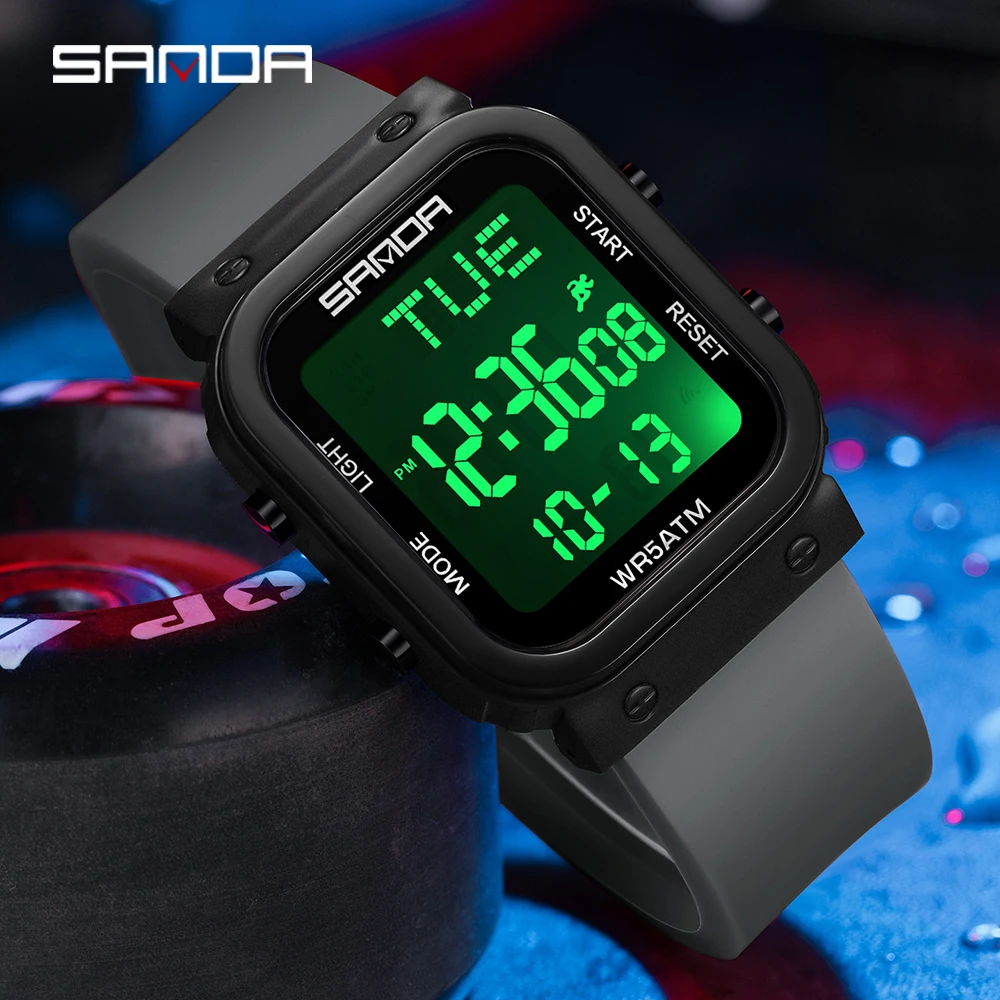 SANDA Digital Watch Men Milita - đánh giá và giá Resin Art Underwater