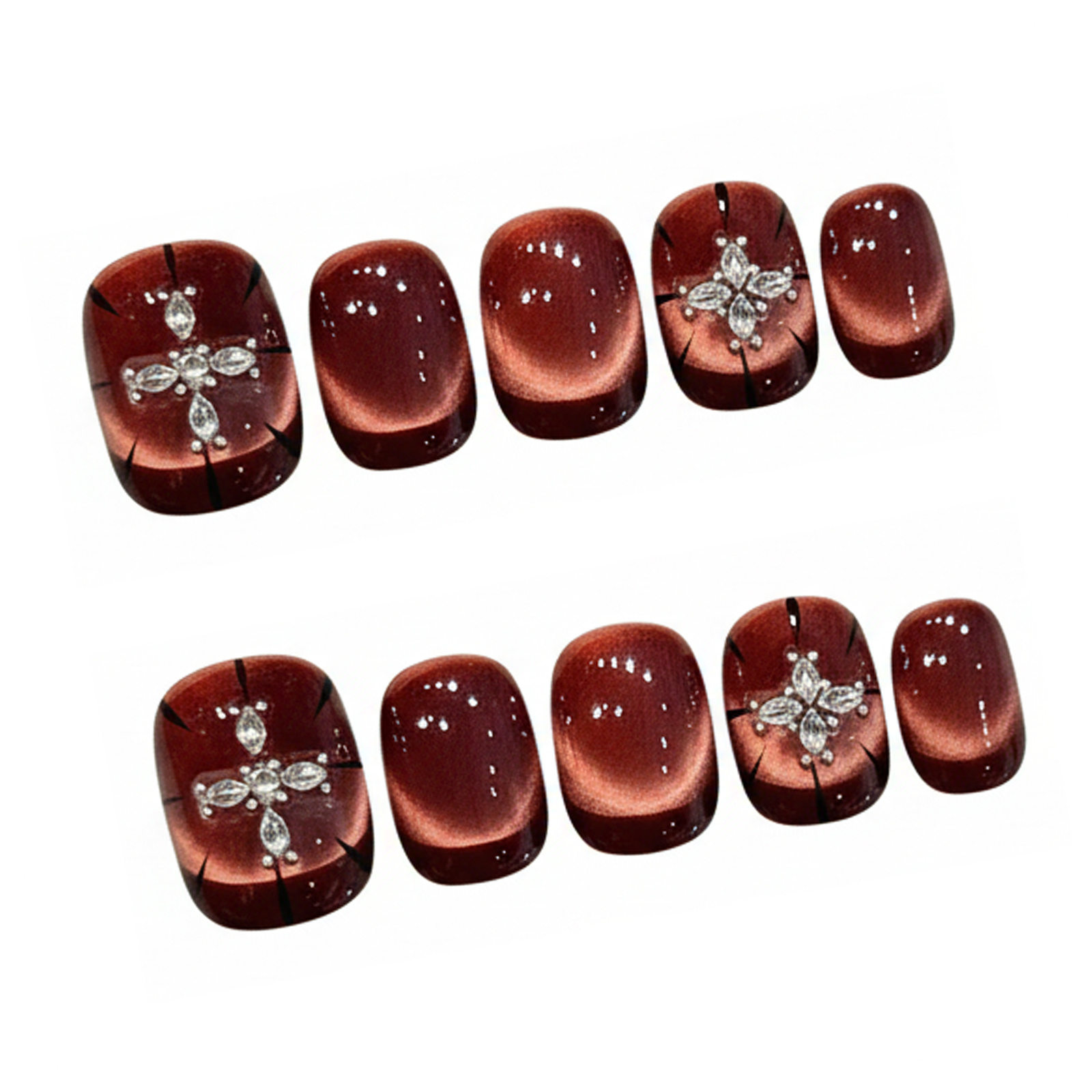 10pcs Wine-red Cat's Eye Press - đánh giá và giá Resin Art Glitter