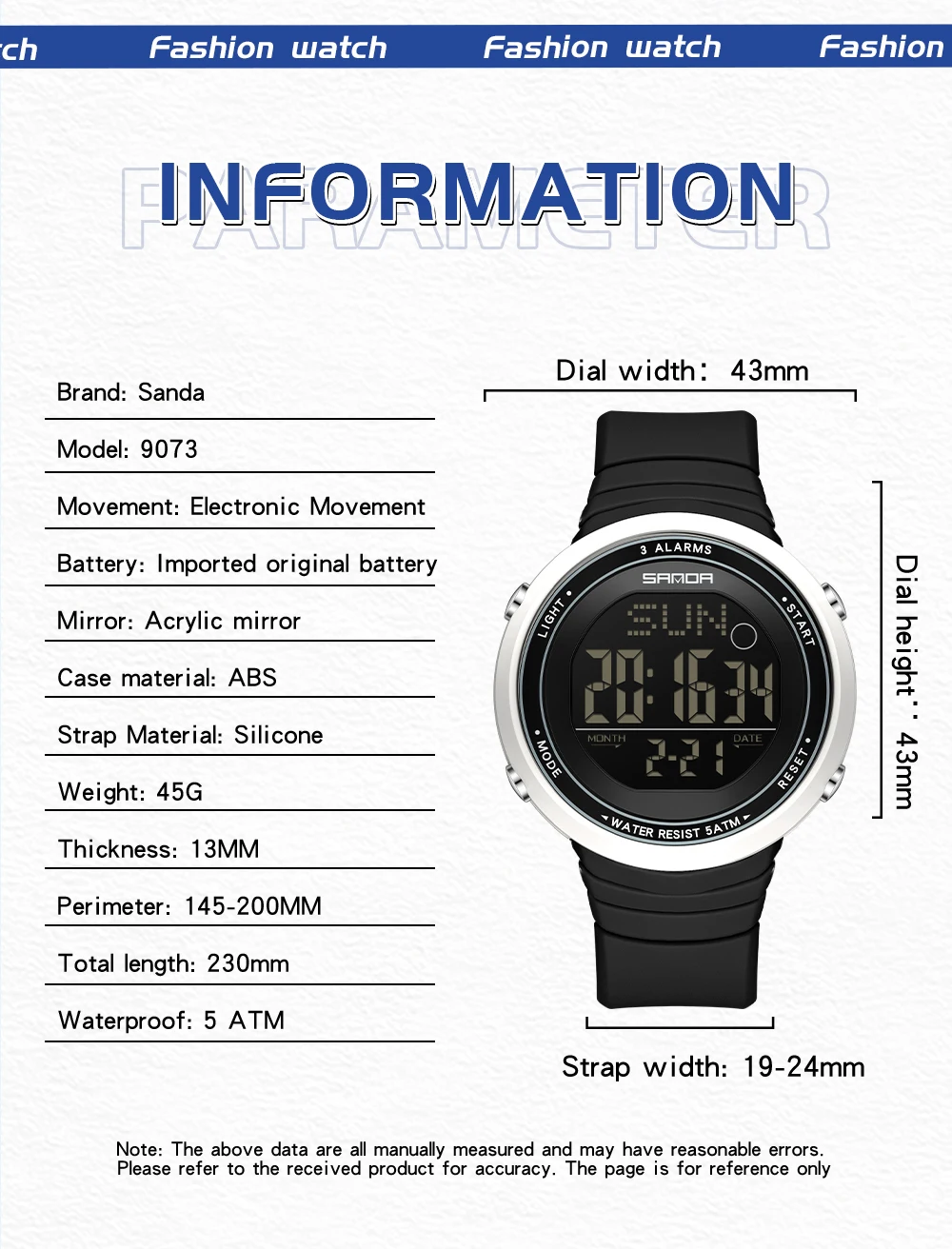 SANDA Digital Sport Watch for  - đánh giá và giá Resin Art Underwater
