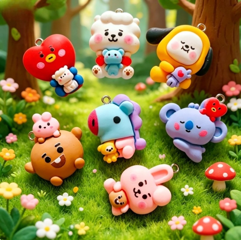 7pcs BT21 Resin Cartoon Charm  - đánh giá và giá Resin Art Engagement