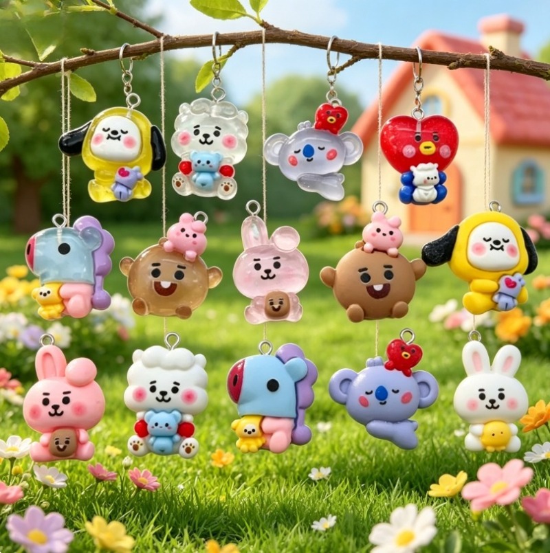 7pcs BT21 Resin Cartoon Charm  - đánh giá và giá Resin Art Engagement