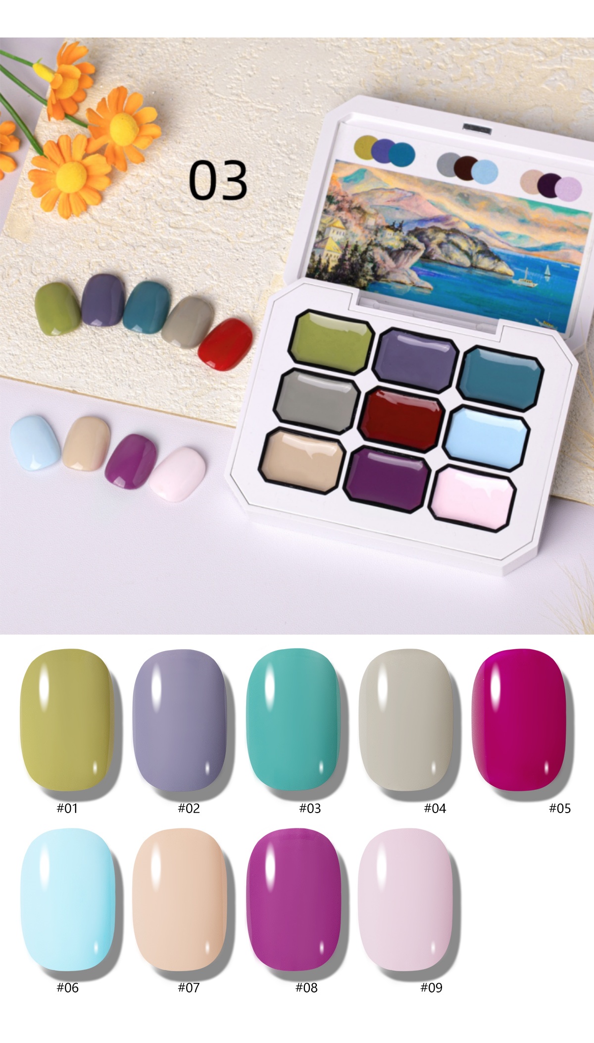 1pc 9-Grid Color Painting Gel  - đánh giá và giá Resin Art Gel