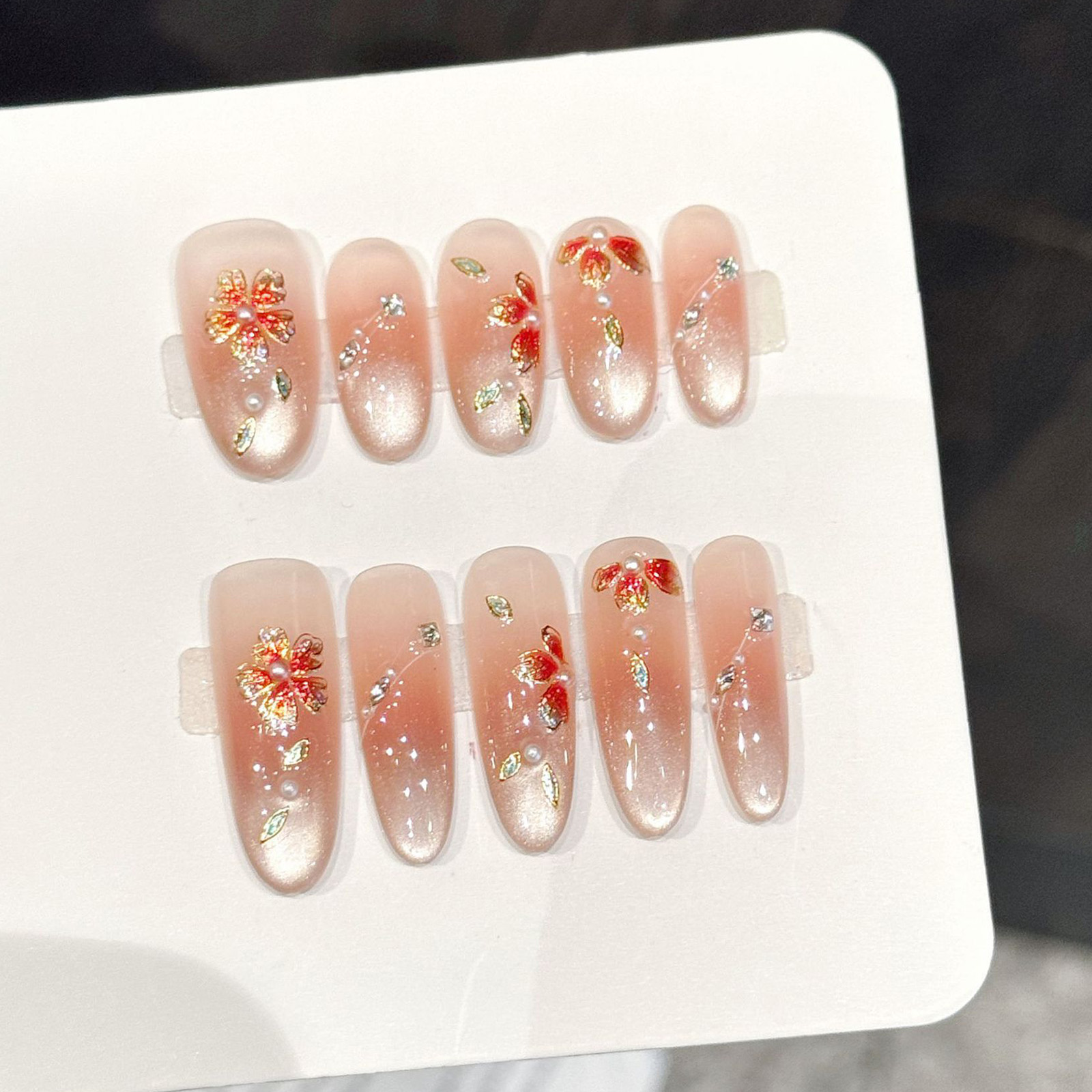 10pcs Handmade Fake Nails Pres - đánh giá và giá Resin Art Of Flowers